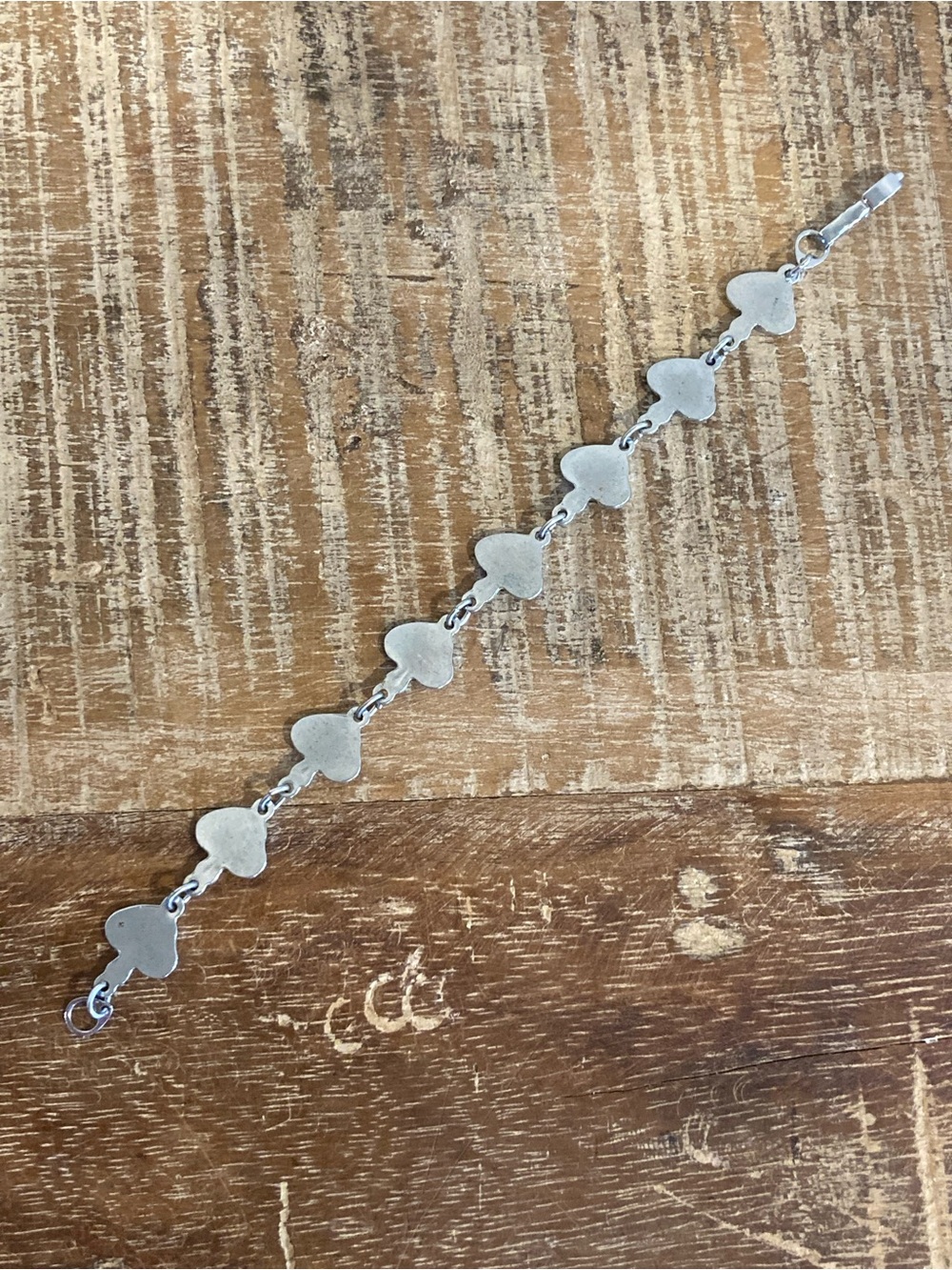 Y2K Mushroom Link Bracelet Silver Tone 7” Long - Picture 10 of 12